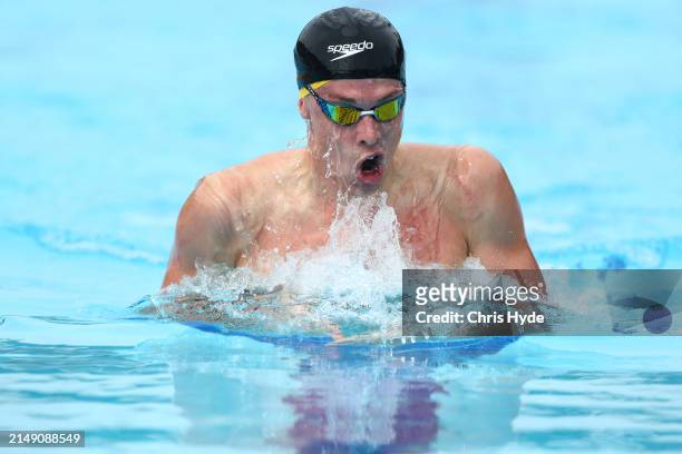 Zac Stubblety-Cook competes in the Men's 200m Breaststroke heats during the 2024 Australian Open Swimming Championships at Gold Coast Aquatic Centre...