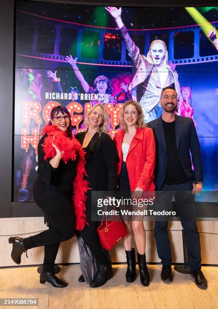 Emily Cooper and Bec Tallon and Nikita Tallon and Michael Bednarek attend the Rocky Horror Show at Theatre Royal Sydney on April 18, 2024 in Sydney,...