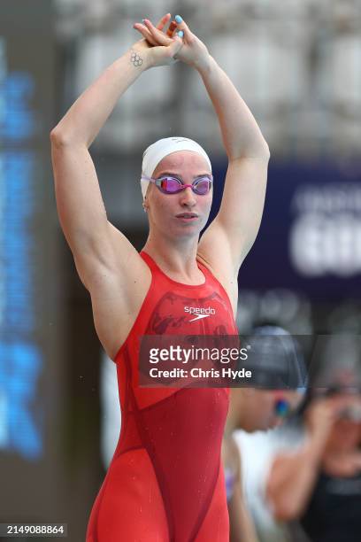 Mollie O'Callaghan looks on ahead of the Women's 100m Backstroke Final during the 2024 Australian Open Swimming Championships at Gold Coast Aquatic...