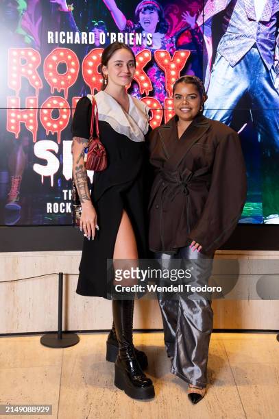 Tallulah Brown and Bianca Hunt attend the Rocky Horror Show at Theatre Royal Sydney on April 18, 2024 in Sydney, Australia.