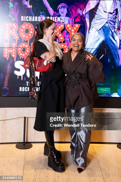 Tallulah Brown and Bianca Hunt attend the Rocky Horror Show at Theatre Royal Sydney on April 18, 2024 in Sydney, Australia.