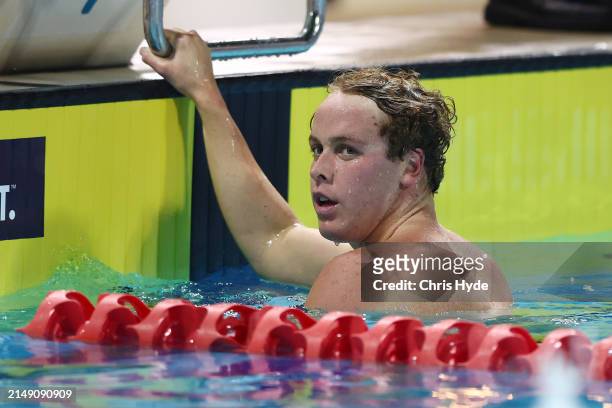Sam Short looks on after the Men's 1500m Freestyle Final during the 2024 Australian Open Swimming Championships at Gold Coast Aquatic Centre on April...