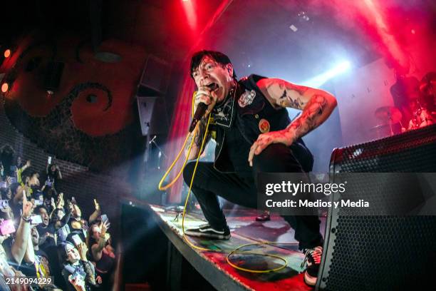 Dennis Lee, singer of Alesana band, performs during a concert at Café Iguana on April 17, 2024 in Monterrey, Mexico.