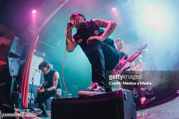 Dennis Lee, singer of Alesana band, performs during a concert at Café Iguana on April 17, 2024 in Monterrey, Mexico.
