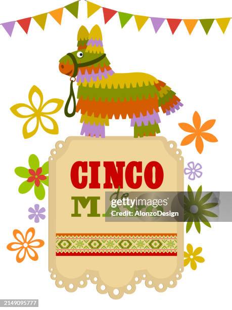 cinco de mayo. donkey piñata. - corn chips stock illustrations