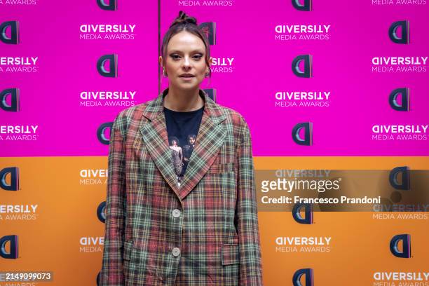 Francesca Michielin attends the press conference photocall for the "Diversity Media Awards 2024" at Sala Brigida Palazzo Marino on April 18, 2024 in...