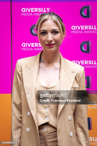 Ema Stokholma attends the press conference photocall for the "Diversity Media Awards 2024" at Sala Brigida Palazzo Marino on April 18, 2024 in Milan,...