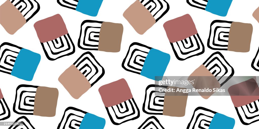 Abstract Radial Square Lines And Shapes Seamless Pattern High-Res ...