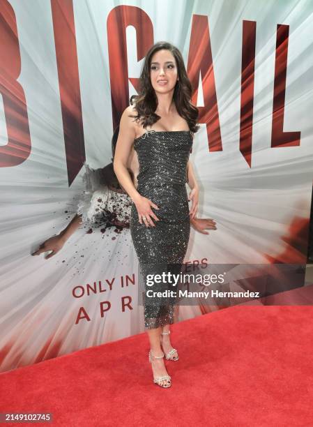 Actress Melissa Barrera attends the Abigail movie special screening at Silverspot Cinema on April 8, 2024 in Miami, Florida.