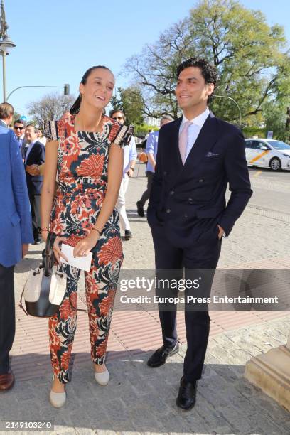 Victoria Federica and Tomas Paramo in the bullring of the Real Maestranza de Caballeria of Seville for a new day of bullfighting on April 13, 2024 in...