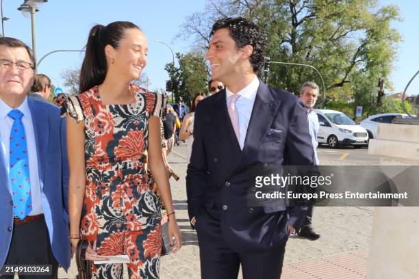 Victoria Federica and Tomas Paramo in the bullring of the Real Maestranza de Caballeria of Seville for a new day of bullfighting on April 13, 2024 in...