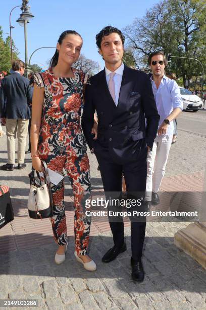 Victoria Federica and Tomas Paramo in the bullring of the Real Maestranza de Caballeria of Seville for a new day of bullfighting on April 13, 2024 in...