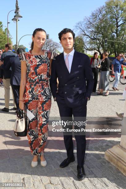 Victoria Federica and Tomas Paramo in the bullring of the Real Maestranza de Caballeria of Seville for a new day of bullfighting on April 13, 2024 in...