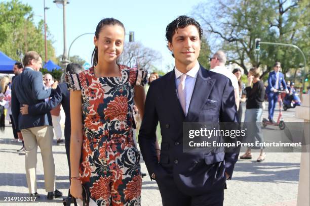 Victoria Federica and Tomas Paramo in the bullring of the Real Maestranza de Caballeria of Seville for a new day of bullfighting on April 13, 2024 in...