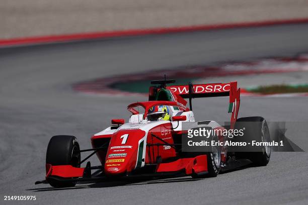 Dino Beganovic of Sweden and PREMA Racing drives on track during day three of Formula 3 Testing at Circuit de Barcelona-Catalunya on April 18, 2024...