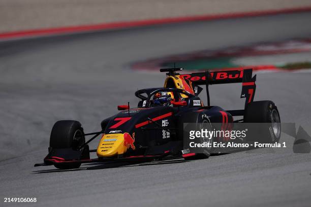 Tim Tramnitz of Germany and MP Motorsport drives on track during day three of Formula 3 Testing at Circuit de Barcelona-Catalunya on April 18, 2024...