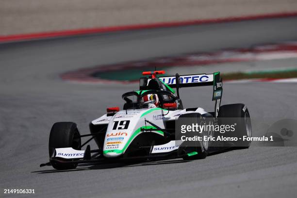 Matias Zagazeta of Peru and Jenzer Motorsport drives on track during day three of Formula 3 Testing at Circuit de Barcelona-Catalunya on April 18,...