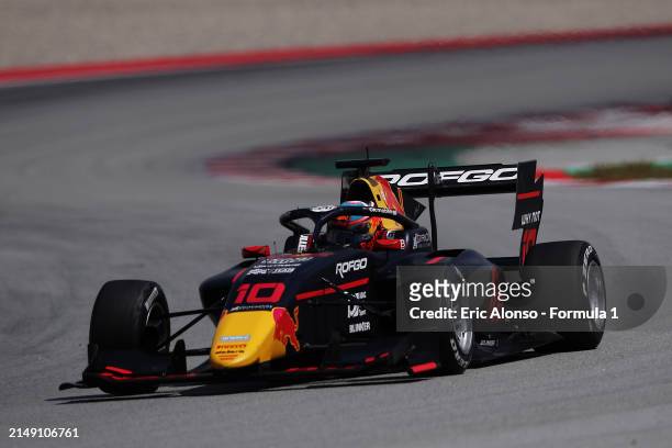 Oliver Goethe of Germany and Campos Racing drives on track during day three of Formula 3 Testing at Circuit de Barcelona-Catalunya on April 18, 2024...