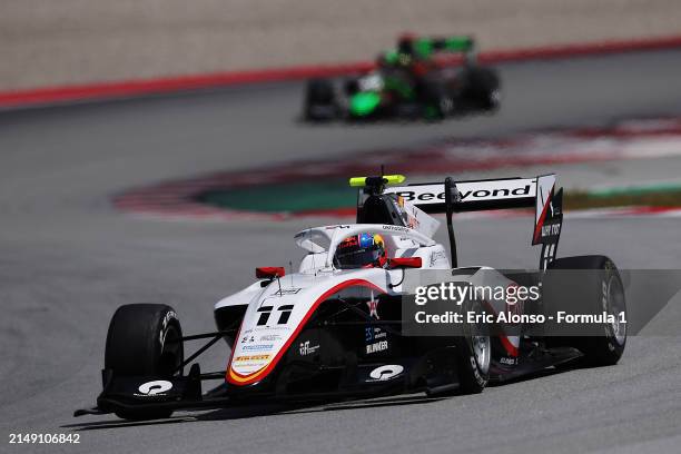 Sebastian Montoya of Colombia and Campos Racing drives on track during day three of Formula 3 Testing at Circuit de Barcelona-Catalunya on April 18,...