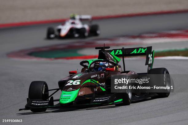 Tasanapol Inthraphuvasak of Thailand and PHM AIX Racing drives on track during day three of Formula 3 Testing at Circuit de Barcelona-Catalunya on...