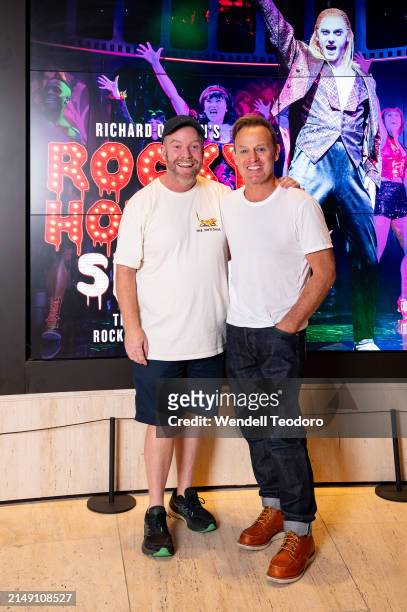 Pete Helliar and Jason Donovan attend the Rocky Horror Show at Theatre Royal Sydney on April 18, 2024 in Sydney, Australia. Rocky Horror Show Peter...