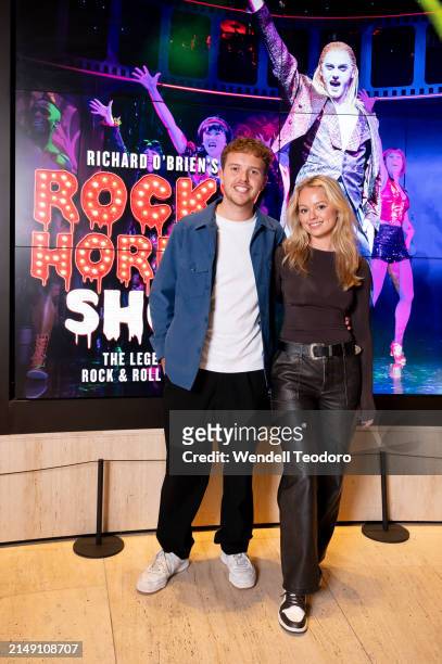 Zac Donovan and Jemma Donovan attend the Rocky Horror Show at Theatre Royal Sydney on April 18, 2024 in Sydney, Australia.