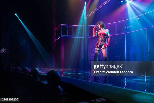 Jason Donovan is seen on stage during the curtain call for The Rocky Horror Show at the Theatre Royal on April 18, 2024 in Sydney, Australia.