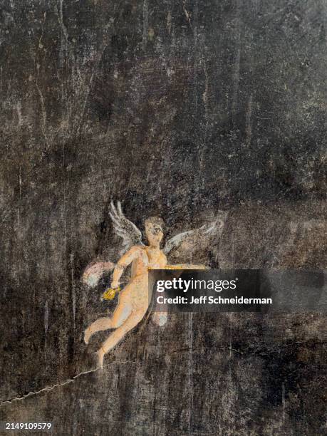 pompeii, wall detail - house of the orchard - mural fotografías e imágenes de stock