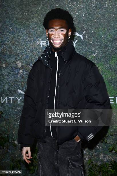 Yvesmark Chery attends the FENTY x PUMA Creeper Phatty Earth Tone Launch Party at Tobacco Dock on April 17, 2024 in London, England.