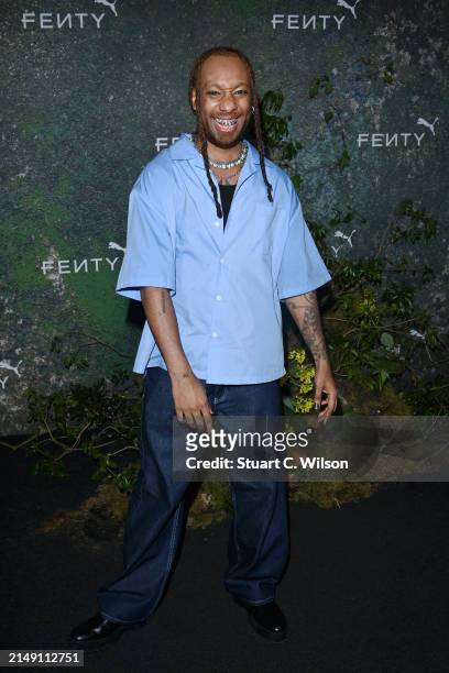 Guest attends the FENTY x PUMA Creeper Phatty Earth Tone Launch Party at Tobacco Dock on April 17, 2024 in London, England.