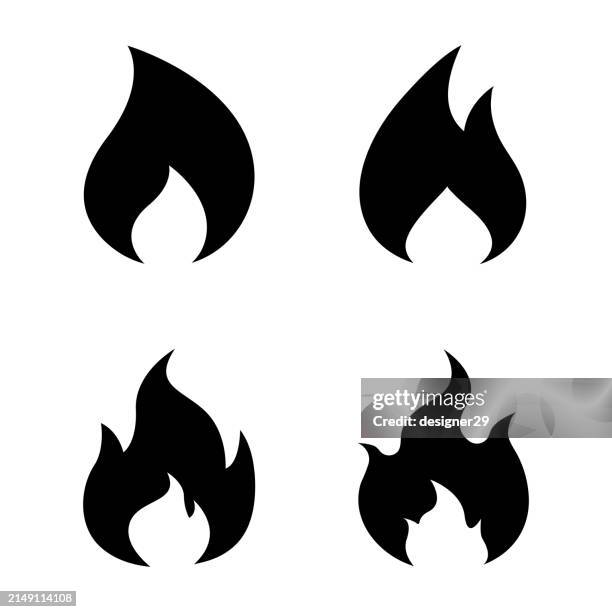 illustrations, cliparts, dessins animés et icônes de fire icon set vector design. - jet de flamme