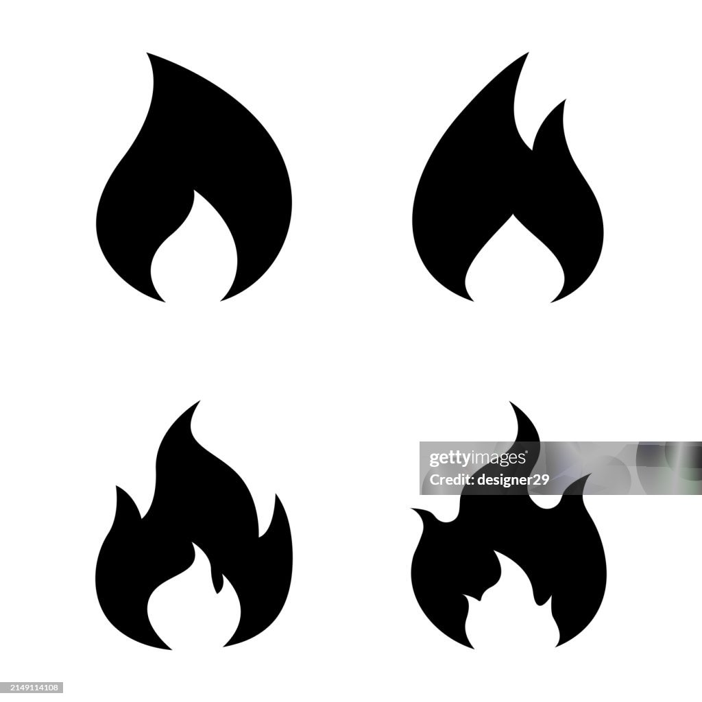 Fire Icon Set Vector Design.