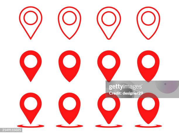 location and map pin icon set vector design. - arranging stock illustrations
