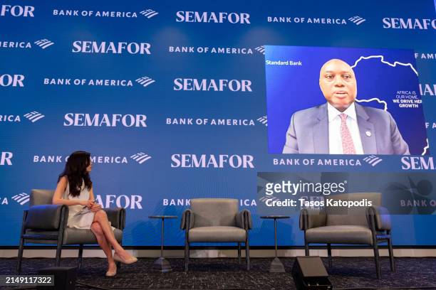 Sim Tshabalala, group chief executive at Standard Bank and Gina Chon, Senior Editor, Semafor chat at The Semafor 2024 World Economy Summit on April...