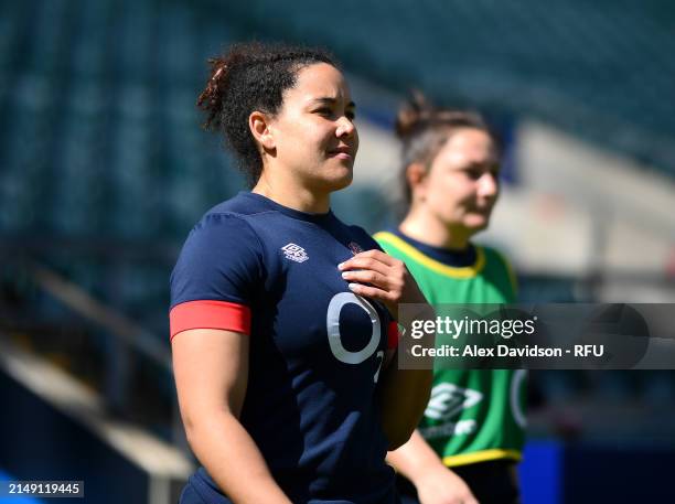 Tatyana Heard during a England Red Roses Training Session at Twickenham Stadium on April 18, 2024 in London, England.