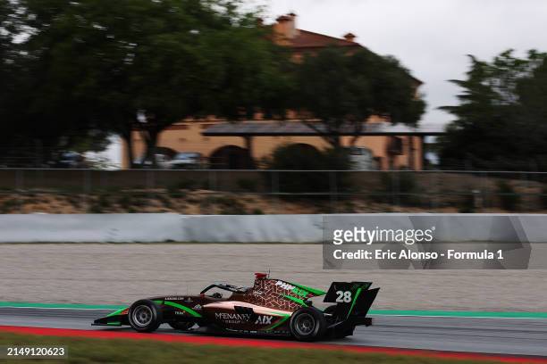 Joshua Dufek of Austria and PHM AIX Racing drives on track during day three of Formula 3 Testing at Circuit de Barcelona-Catalunya on April 18, 2024...