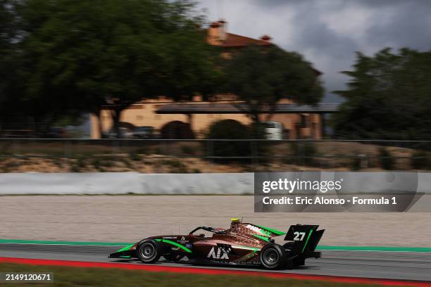 Nikita Bedrin of Italy and PHM AIX Racing drives on track during day three of Formula 3 Testing at Circuit de Barcelona-Catalunya on April 18, 2024...