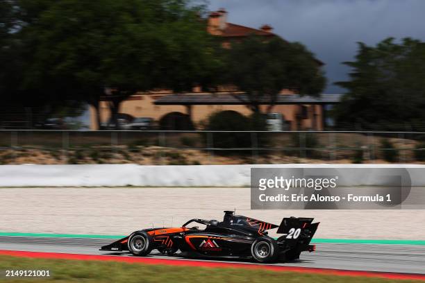 Noel Leon of Mexico and Van Amersfoort Racing drives on track during day three of Formula 3 Testing at Circuit de Barcelona-Catalunya on April 18,...