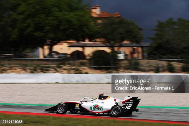 Mari Boya of Spain and Campos Racing drives on track during day three of Formula 3 Testing at Circuit de Barcelona-Catalunya on April 18, 2024 in...