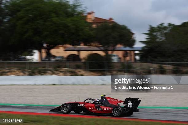 Laurens van Hoepen of Netherlands and ART Grand Prix drives on track during day three of Formula 3 Testing at Circuit de Barcelona-Catalunya on April...