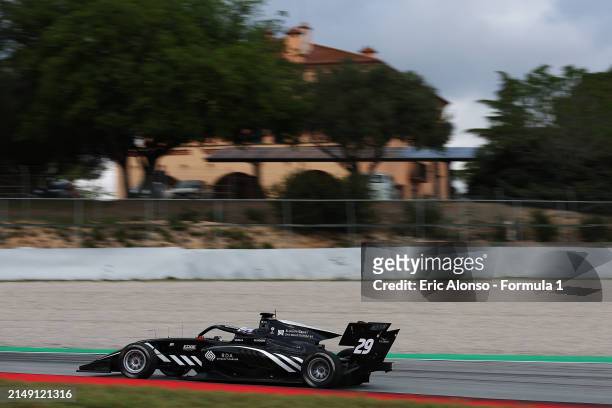Callum Voisin of Great Britain and Rodin Motorsport drives on track during day three of Formula 3 Testing at Circuit de Barcelona-Catalunya on April...