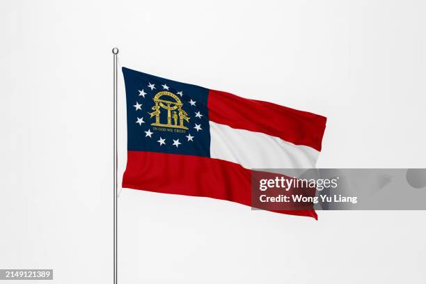georgia state flag with white background - georgia flag stock pictures, royalty-free photos & images
