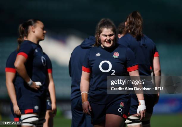 Maud Muir during a England Red Roses Training Session at Twickenham Stadium on April 18, 2024 in London, England.