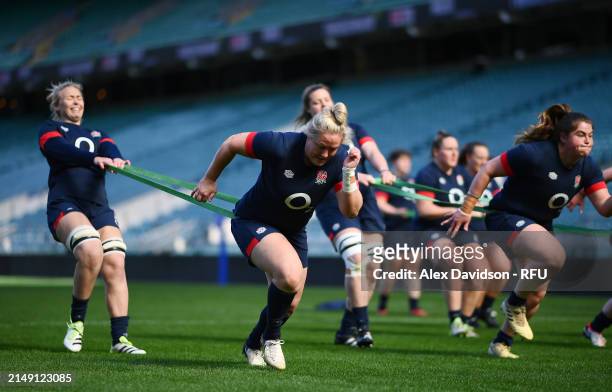 Marlie Packer during a England Red Roses Training Session at Twickenham Stadium on April 18, 2024 in London, England.