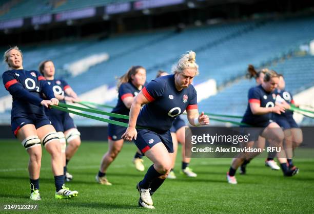 Marlie Packer during a England Red Roses Training Session at Twickenham Stadium on April 18, 2024 in London, England.