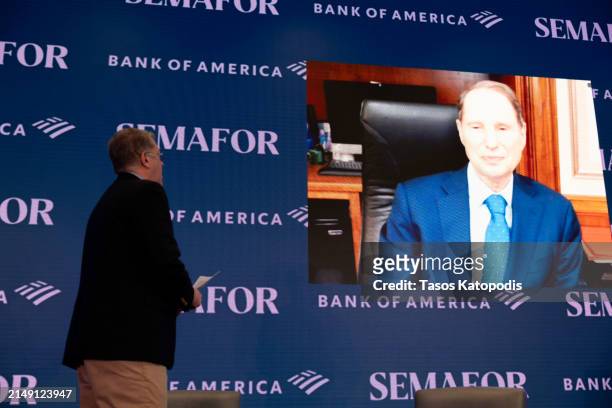 Steve Clemons, Founding Editor-at-Large, Semafor and Sen. Ron Wyden Oregon, Chair of the Senate Finance Committee chat at The Semafor 2024 World...