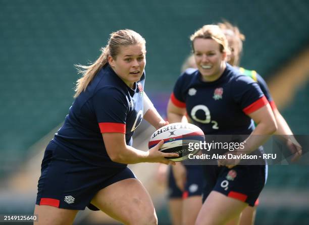 Connie Powell of England during a England Red Roses Training Session at Twickenham Stadium on April 18, 2024 in London, England.