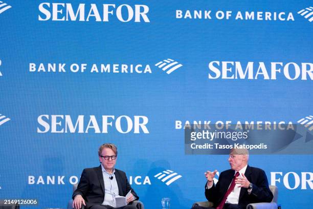 Hank Paulson, former U.S. Secretary of the Treasury and Justin Smith, CEO and Co-Founder, Semafor chat at The Semafor 2024 World Economy Summit on...