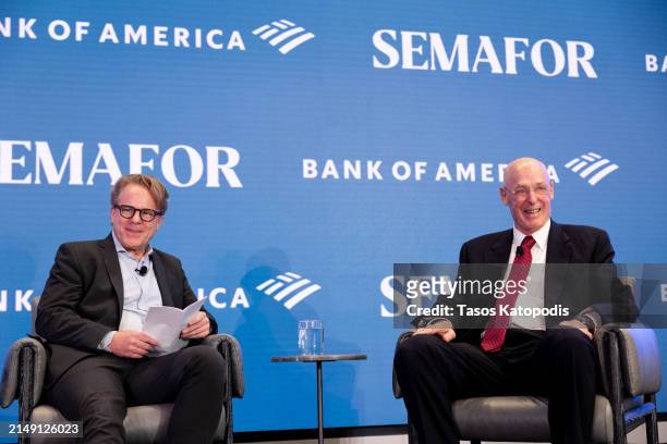 Hank Paulson, former U.S. Secretary of the Treasury and Justin Smith, CEO and Co-Founder, Semafor chat at The Semafor 2024 World Economy Summit on...
