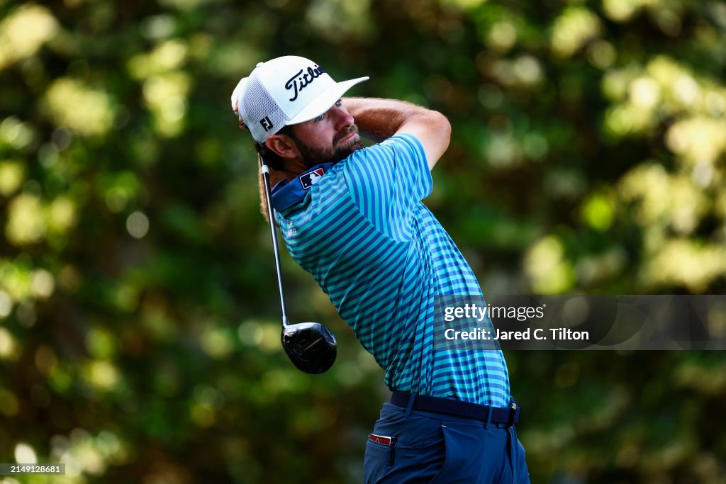 Cameron Young hits a tee shot on the sixth hole during the first ...